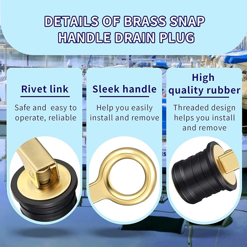 Gaderth Drain Plug 3/4-inch, 1-inch or 1-1/4-Inch Snap, Drain Plug Twist-Turn Marine Boat Drain Plugs, Stainless Steel Snap Snap Handle with Rubber Boat Drain Plug Stainless Steel 32mm - Image 1